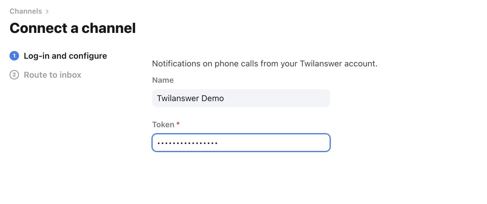 Paste Twilanswer API key in Front